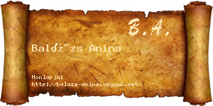 Balázs Anina névjegykártya